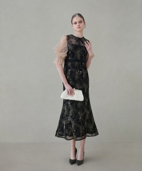 スパンコール　ワンピース　結婚式　二次会 r【美品】スマイルオーキッド ワンピース スパンコール 結婚式