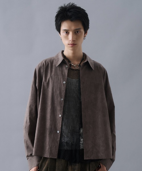 PLAN To(プラントゥ)の「Vintage Design Short Length Regular Collar Shirts / ヴィンテージデザインショートレングスレギュラーカラーシャツ(シャツ/ブラウス・メンズ・ブラウン/チャコールグレー・LARGE/MEDIUM/SMALL)」の2枚目の写真