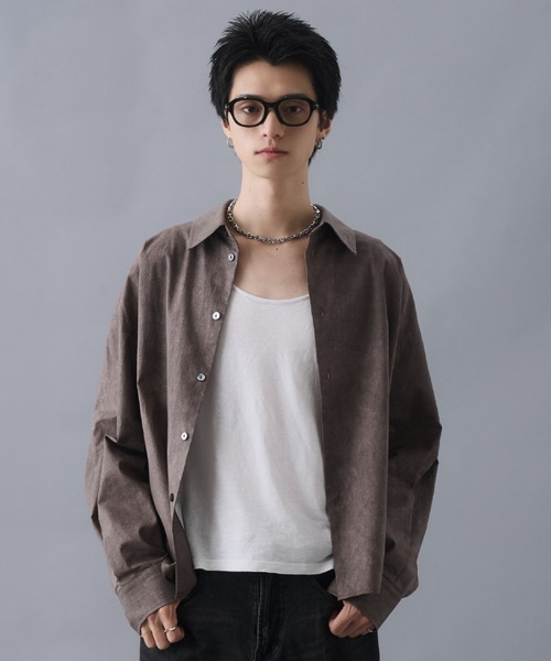 PLAN To(プラントゥ)の「Vintage Design Short Length Regular Collar Shirts / ヴィンテージデザインショートレングスレギュラーカラーシャツ(シャツ/ブラウス・メンズ・ブラウン/チャコールグレー・LARGE/MEDIUM/SMALL)」の8枚目の写真