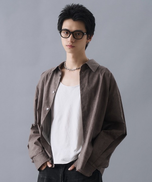 PLAN To(プラントゥ)の「Vintage Design Short Length Regular Collar Shirts / ヴィンテージデザインショートレングスレギュラーカラーシャツ(シャツ/ブラウス・メンズ・ブラウン/チャコールグレー・LARGE/MEDIUM/SMALL)」の10枚目の写真