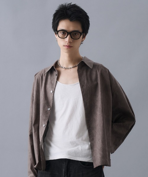 PLAN To(プラントゥ)の「Vintage Design Short Length Regular Collar Shirts / ヴィンテージデザインショートレングスレギュラーカラーシャツ(シャツ/ブラウス・メンズ・ブラウン/チャコールグレー・LARGE/MEDIUM/SMALL)」の11枚目の写真
