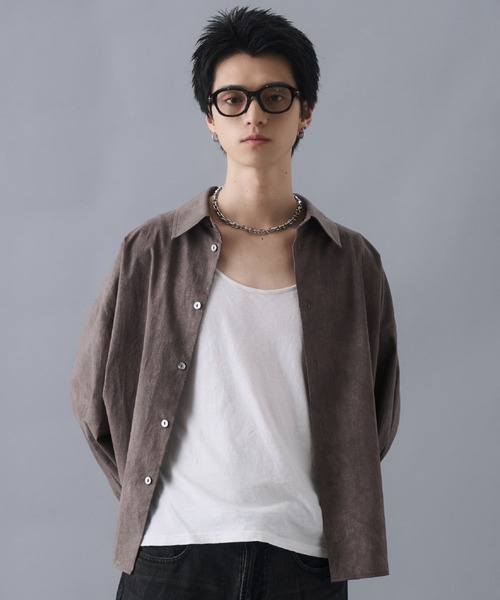 PLAN To(プラントゥ)の「Vintage Design Short Length Regular Collar Shirts / ヴィンテージデザインショートレングスレギュラーカラーシャツ(シャツ/ブラウス・メンズ・ブラウン/チャコールグレー・LARGE/MEDIUM/SMALL)」の12枚目の写真