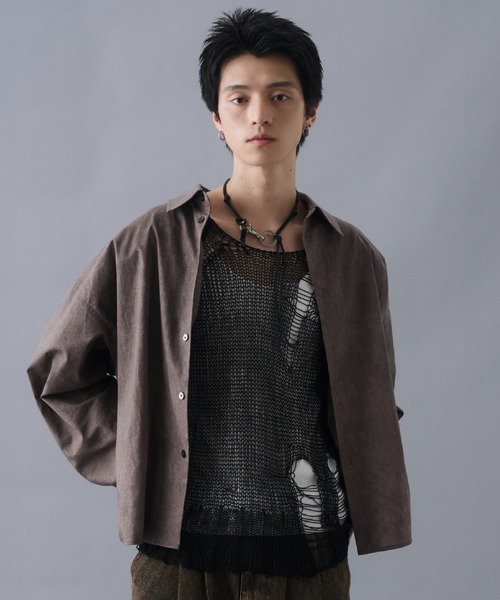 PLAN To(プラントゥ)の「Vintage Design Short Length Regular Collar Shirts / ヴィンテージデザインショートレングスレギュラーカラーシャツ(シャツ/ブラウス・メンズ・ブラウン/チャコールグレー・LARGE/MEDIUM/SMALL)」の6枚目の写真