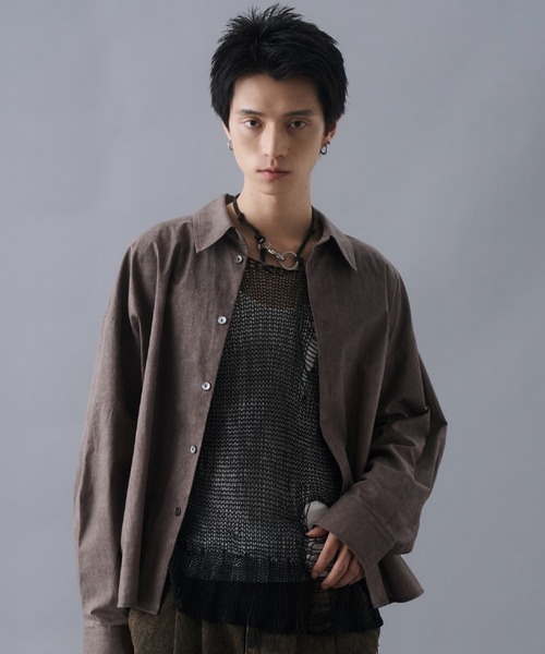 PLAN To(プラントゥ)の「Vintage Design Short Length Regular Collar Shirts / ヴィンテージデザインショートレングスレギュラーカラーシャツ(シャツ/ブラウス・メンズ・ブラウン/チャコールグレー・LARGE/MEDIUM/SMALL)」の7枚目の写真