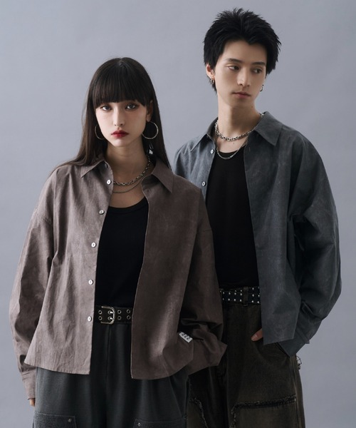 PLAN To(プラントゥ)の「Vintage Design Short Length Regular Collar Shirts / ヴィンテージデザインショートレングスレギュラーカラーシャツ(シャツ/ブラウス・メンズ・ブラウン/チャコールグレー・LARGE/MEDIUM/SMALL)」の21枚目の写真