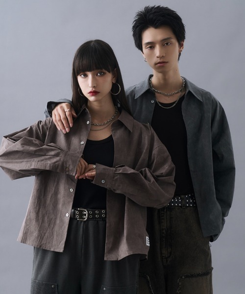 PLAN To(プラントゥ)の「Vintage Design Short Length Regular Collar Shirts / ヴィンテージデザインショートレングスレギュラーカラーシャツ(シャツ/ブラウス・メンズ・ブラウン/チャコールグレー・LARGE/MEDIUM/SMALL)」の22枚目の写真