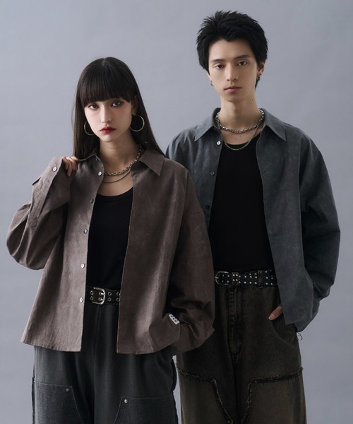 PLAN To(プラントゥ)の「Vintage Design Short Length Regular Collar Shirts / ヴィンテージデザインショートレングスレギュラーカラーシャツ(シャツ/ブラウス・メンズ・ブラウン/チャコールグレー・LARGE/MEDIUM/SMALL)」の3枚目の写真