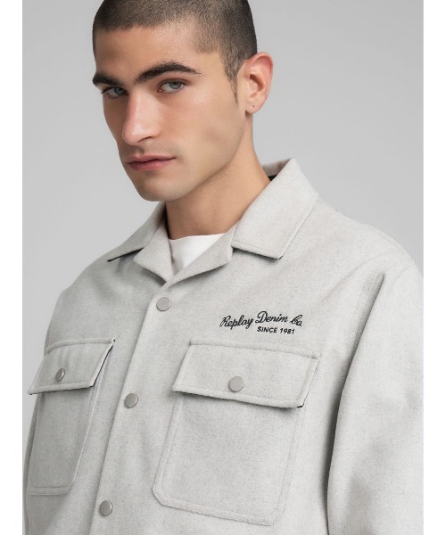 REPLAY（リプレイ）の「ウールブレンド アンコンシャツジャケット（カバーオール・メンズ・ブラック/杢グレー・MEDIUM/SMALL/LARGE/X-LARGE）」の8枚目の写真