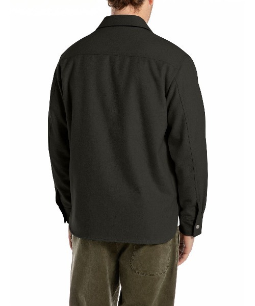 REPLAY（リプレイ）の「ウールブレンド アンコンシャツジャケット（カバーオール・メンズ・ブラック/杢グレー・MEDIUM/SMALL/LARGE/X-LARGE）」の3枚目の写真