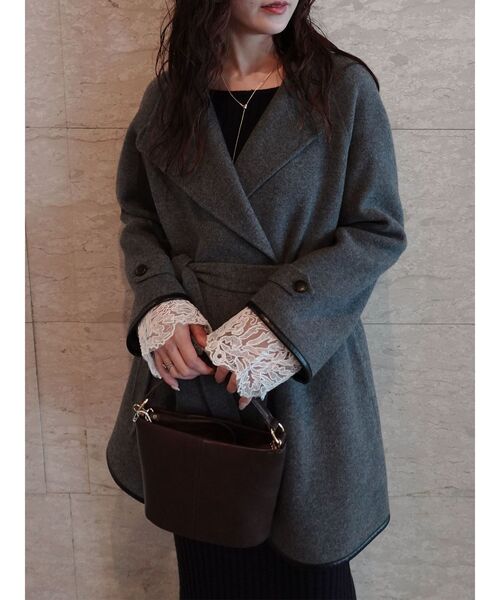 LAGUNAMOON(ラグナムーン)の「ラペルリバーコート(その他アウター・レディース・アイボリー/チャコールグレー/グリーン・FREE)」の3枚目の写真