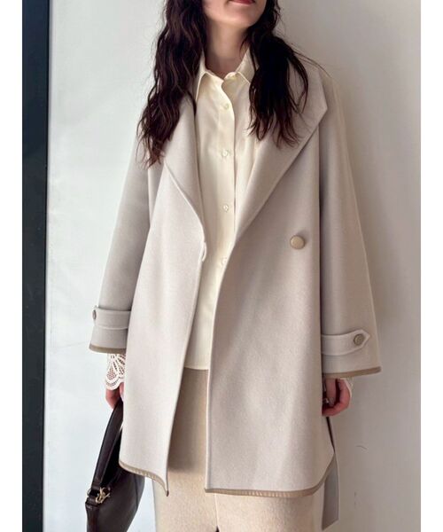 LAGUNAMOON(ラグナムーン)の「ラペルリバーコート(その他アウター・レディース・アイボリー/チャコールグレー/グリーン・FREE)」の5枚目の写真