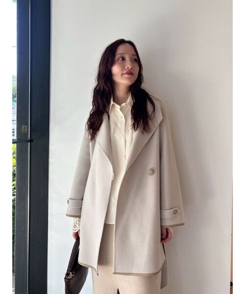 LAGUNAMOON(ラグナムーン)の「ラペルリバーコート(その他アウター・レディース・アイボリー/チャコールグレー/グリーン・FREE)」の6枚目の写真