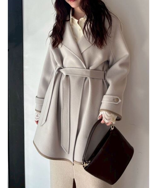 LAGUNAMOON(ラグナムーン)の「ラペルリバーコート(その他アウター・レディース・アイボリー/チャコールグレー/グリーン・FREE)」の7枚目の写真