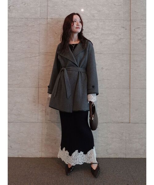 LAGUNAMOON(ラグナムーン)の「ラペルリバーコート(その他アウター・レディース・アイボリー/チャコールグレー/グリーン・FREE)」の11枚目の写真