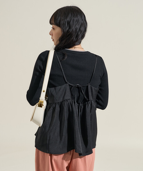 MACHATT サテンフレアキャミソール（ブラック） セットアップ MACHATT