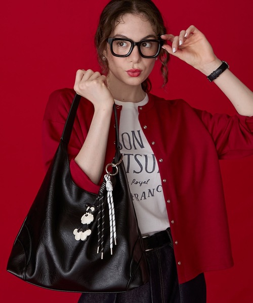 BONLECILL Marche(ボンルシールマルシェ)の「【BONLECILL Marche】トライアングルワンハンドルバッグ(トートバッグ・レディース・ブラック/ブラウン・FREE)」の1枚目の写真
