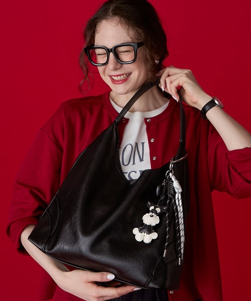 BONLECILL Marche(ボンルシールマルシェ)の「【BONLECILL Marche】トライアングルワンハンドルバッグ(トートバッグ・レディース・ブラック/ブラウン・FREE)」の4枚目の写真