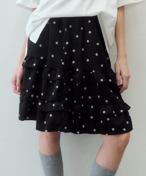 FEKETE dot frill midi skirt ドットフリルスカート FEKETE（フェケテ） スカート polka dot frill midi skirt / ドット