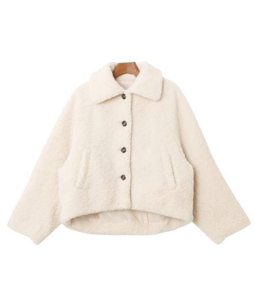 andme（アンドミー）の「テディベアボアショートコート（その他アウター・レディース・キャメル/ブラック/アイボリー・M）」の10枚目の写真