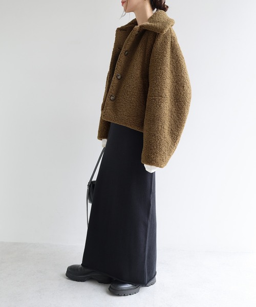 andme（アンドミー）の「テディベアボアショートコート（その他アウター・レディース・キャメル/ブラック/アイボリー・M）」の14枚目の写真