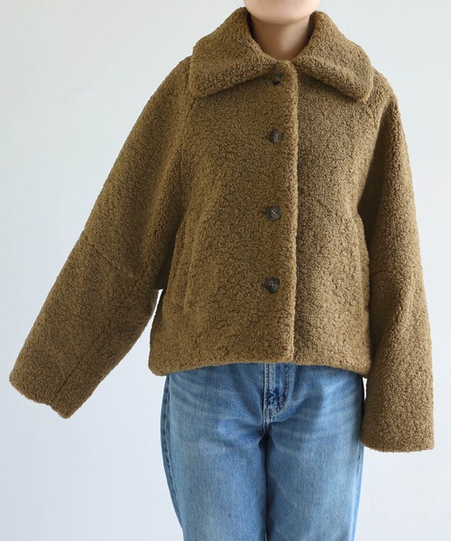 andme（アンドミー）の「テディベアボアショートコート（その他アウター・レディース・キャメル/ブラック/アイボリー・M）」の15枚目の写真