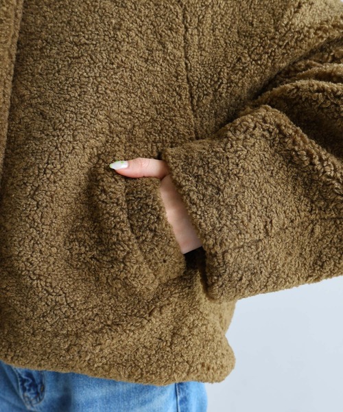 andme（アンドミー）の「テディベアボアショートコート（その他アウター・レディース・キャメル/ブラック/アイボリー・M）」の21枚目の写真