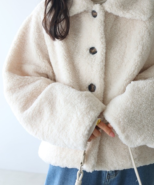 テディベア ホワイト ボア ショート コート ケープ テディベア ホワイト ボア ショート コート ケープ テディベア