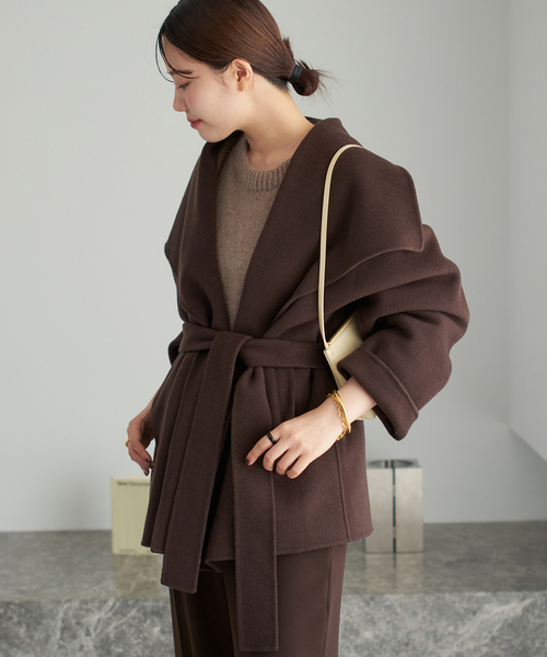 plage（プラージュ）の「HAMILTON DRAPE HALF コート（その他アウター・レディース・アイボリー/ブラウン系その他・38/36）」の3枚目の写真