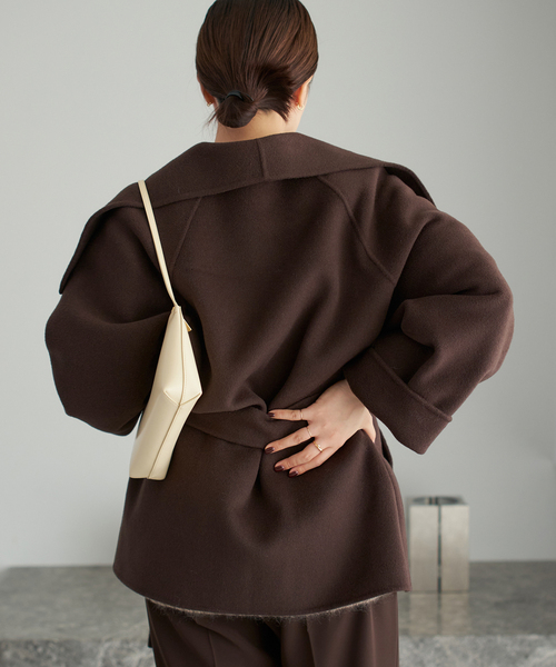 plage（プラージュ）の「HAMILTON DRAPE HALF コート（その他アウター・レディース・アイボリー/ブラウン系その他・38/36）」の4枚目の写真