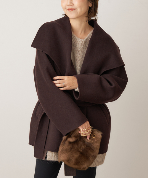 新品タグ付き✨PLAGE　ウールアウター　ブラウン HAMILTON DRAPE HALF コート（その他アウター）｜Plage（プラージュ