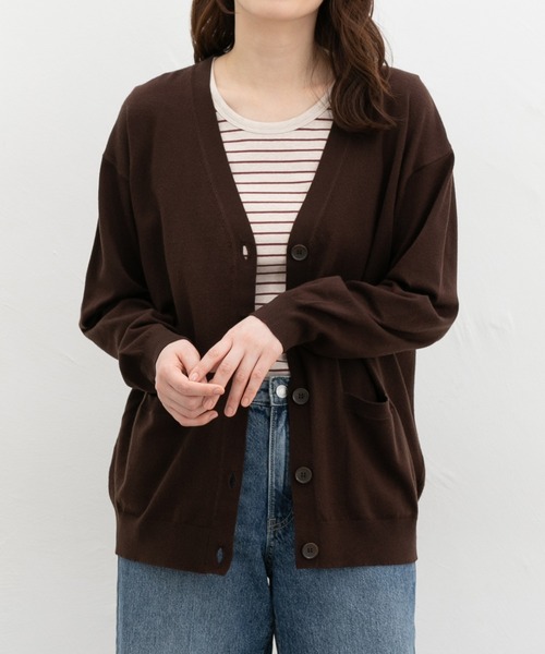 Honeys（ハニーズ）の「【しなやかニット・ヒアルロン酸加工】ヒアルロン酸Ｖカーデ（カーディガン/ボレロ・レディース・ライトベージュ/ブラック/ネイビー/ブラウン/グリーン/ヘザーチャコール/ブルー・S/M/LL/L）」の4枚目の写真