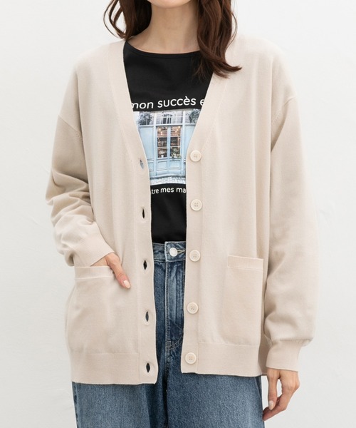 Honeys（ハニーズ）の「【しなやかニット・ヒアルロン酸加工】ヒアルロン酸Ｖカーデ（カーディガン/ボレロ・レディース・ライトベージュ/ブラック/ネイビー/ブラウン/グリーン/ヘザーチャコール/ブルー・S/M/LL/L）」の5枚目の写真