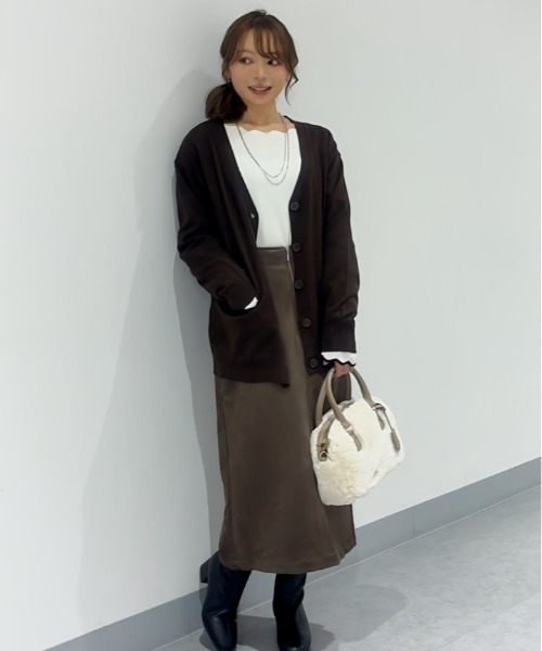 Honeys（ハニーズ）の「【しなやかニット・ヒアルロン酸加工】ヒアルロン酸Ｖカーデ（カーディガン/ボレロ・レディース・ライトベージュ/ブラック/ネイビー/ブラウン/グリーン/ヘザーチャコール/ブルー・S/M/LL/L）」の8枚目の写真