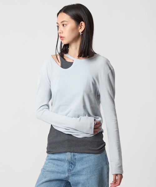 EMMEL REFINES（エメルリファインズ）の「＜EMMEL REFINES＞EM カットアウト レイヤーセット カットソー（Tシャツ/カットソー・レディース・ダークブラウン/ライラック/ライトブルー・FREE）」の10枚目の写真