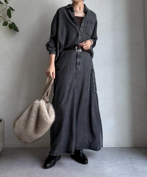 DouDou（ドゥドゥ）の「リヨセルデニムシャツ（シャツ/ブラウス・レディース・ブルー/ブラック・FREE）」の10枚目の写真