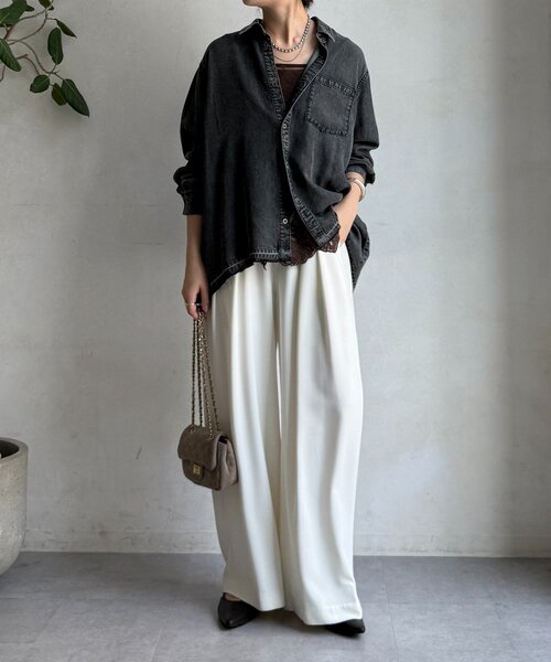 DouDou（ドゥドゥ）の「リヨセルデニムシャツ（シャツ/ブラウス・レディース・ブルー/ブラック・FREE）」の12枚目の写真