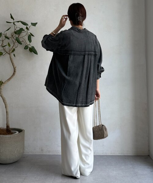 DouDou（ドゥドゥ）の「リヨセルデニムシャツ（シャツ/ブラウス・レディース・ブルー/ブラック・FREE）」の14枚目の写真