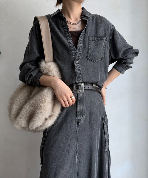 DouDou（ドゥドゥ）の「リヨセルデニムシャツ（シャツ/ブラウス・レディース・ブルー/ブラック・FREE）」の15枚目の写真