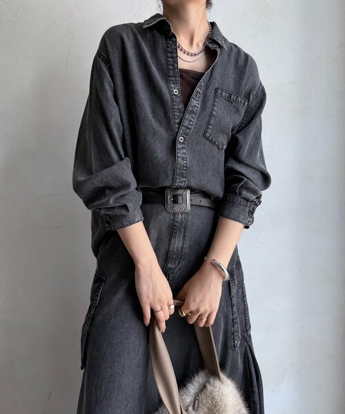 DouDou（ドゥドゥ）の「リヨセルデニムシャツ（シャツ/ブラウス・レディース・ブルー/ブラック・FREE）」の17枚目の写真