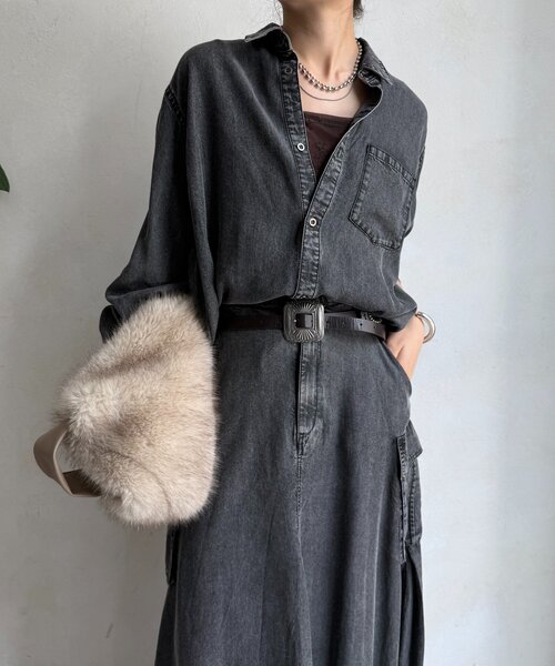 DouDou（ドゥドゥ）の「リヨセルデニムシャツ（シャツ/ブラウス・レディース・ブルー/ブラック・FREE）」の18枚目の写真