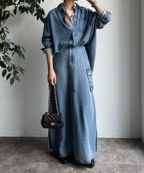 DouDou（ドゥドゥ）の「リヨセルデニムシャツ（シャツ/ブラウス・レディース・ブルー/ブラック・FREE）」の22枚目の写真