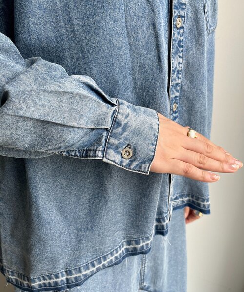 DouDou（ドゥドゥ）の「リヨセルデニムシャツ（シャツ/ブラウス・レディース・ブルー/ブラック・FREE）」の6枚目の写真