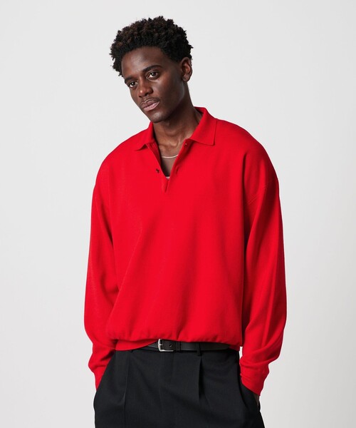 BEAUTY&YOUTH UNITED ARROWS(ビューティーアンドユースユナイテッドアローズ)の「<OWNESS> SNOW WASH スムース ニット ポロシャツ(ポロシャツ・メンズ・ダークグレー/レッド・L/M)」の2枚目の写真