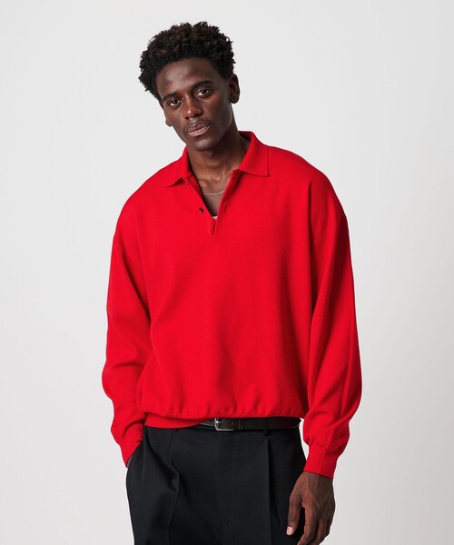 OWNESS＞ SNOW WASH スムース ニット ポロシャツ（ポロシャツ