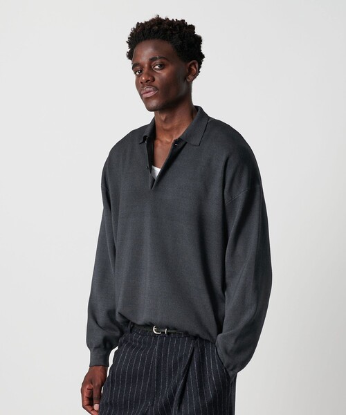 OWNESS＞ SNOW WASH スムース ニット ポロシャツ（ポロシャツ