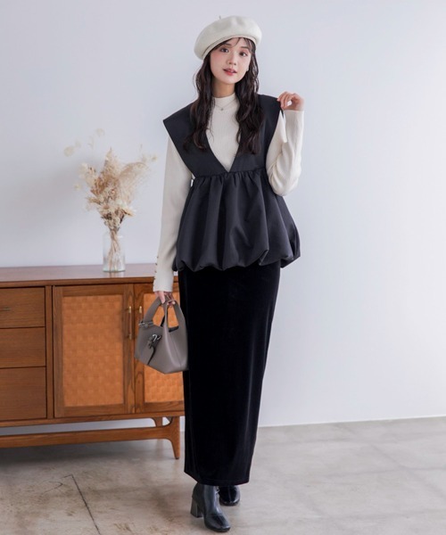 polcadot（ポルカドット）の「ベルトバスクベレー  フェルトベレー/サイズ調節可能（ハンチング/ベレー帽・レディース・ホワイト/ブラック・FREE）」の9枚目の写真