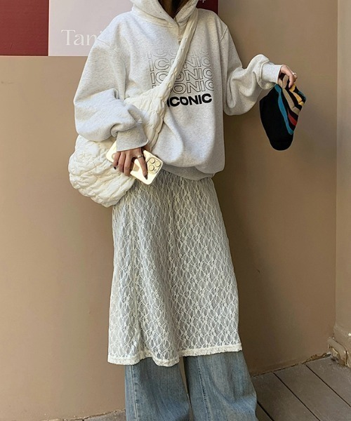 Teem Store(チームストア)の「透け感 レースシアーロングワンピース レイヤード(ワンピース・レディース・ブラック/アイボリー・F)」の20枚目の写真