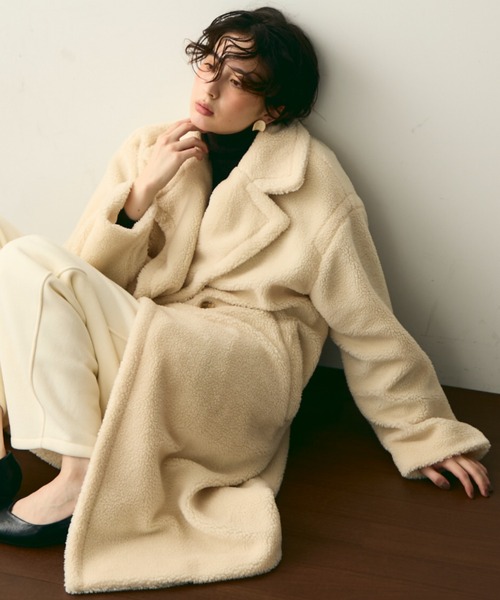 セール】ボアダブルロングコート（チェスターコート）｜Trish