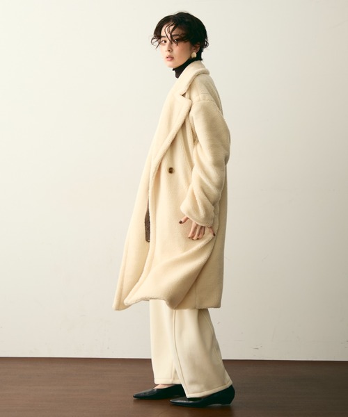 セール】ボアダブルロングコート（チェスターコート）｜Trish