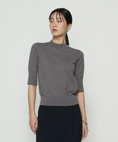 COMME CA（コムサ）の「コットンダルストレッチ 半袖プルオーバー（ニット/セーター・レディース・グレー/ブルー/キナリ・11号/9号）」の5枚目の写真